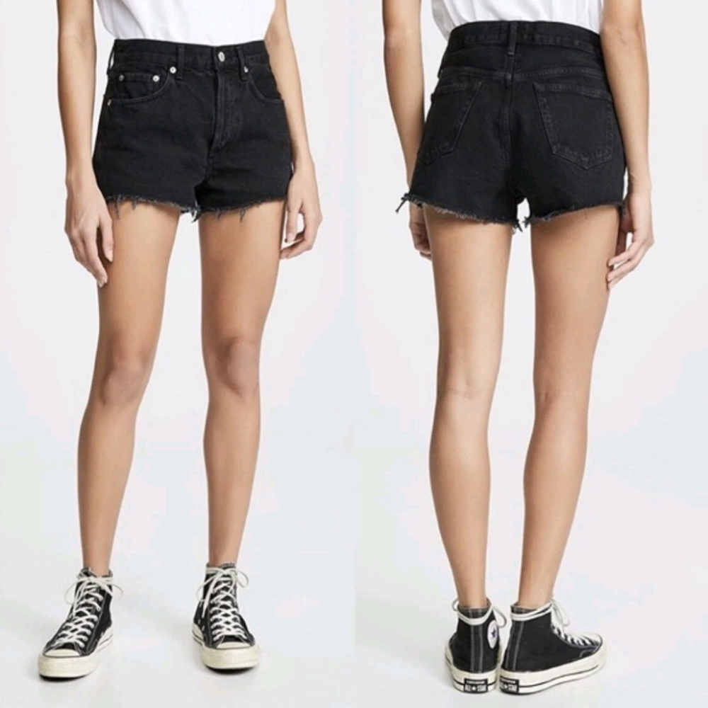 Agolde Distressed Cut Off Black Shorts Size 28